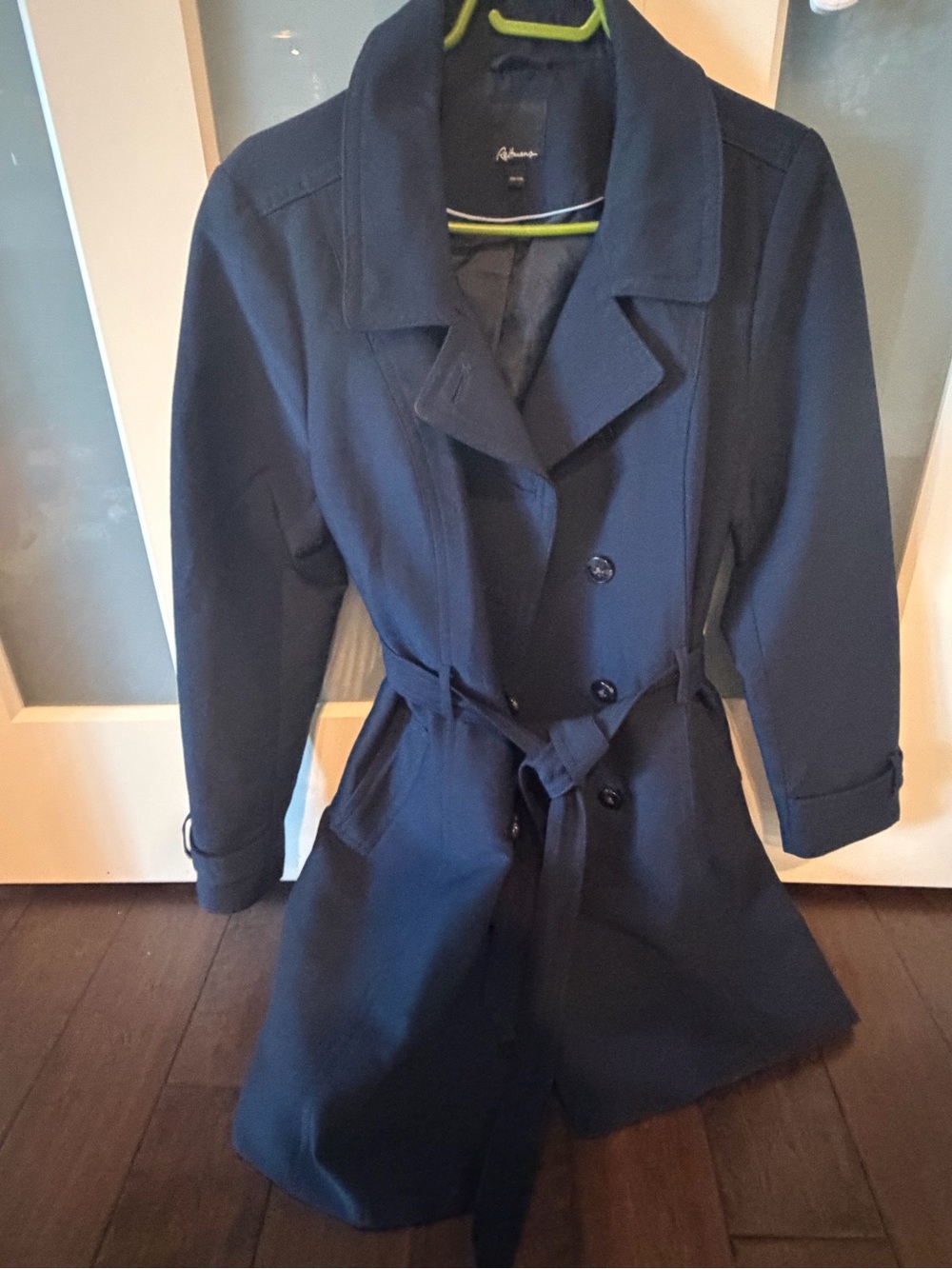 Reitmans Navy Double-Breasted Trench Coat with Belt - Picture 3 of 5